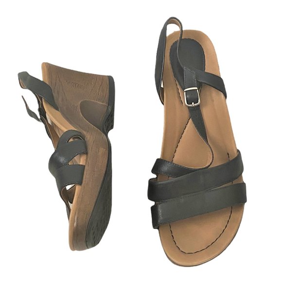 Dansko Shoes - DANSKO Womens Wedges Sandals size 37 Black Straps Open Toe Ankle Buckle NWOB